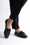 Women's Buckle-Strap Genuine Leather Ballerinas Roina Black - 4