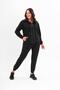 Women's Two Yarn Front Zippered Elastic Leg Hooded Tracksuit Set