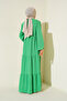 1627 Collar Lace-Up Hijab Dress - Dark Green - 6