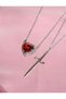 Steel Chain Heart Sword Necklace Couple Friend Lover Necklace - 6