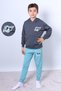 Boys' Hooded Tracksuit Set with Character Back Print and Ribbed Detail F3