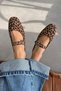 Jules Women's Belt Detail Fabric Ballerina Leopard