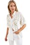 Women's Off-White Linen Ayrobin Stone Embroidered Oversize Buttoned Shirt