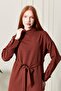 Women's Stand Collar Sash Detailed Woven Dress - 2