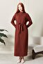 Women's Stand Collar Sash Detailed Woven Dress - 3
