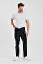 Men's Black Slim Fit Flexible Gabardine Trousers - 3