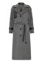 Reglan Sleeve Leather Cape and Epaulet Detailed Long Coat Dark Gray 3084 - 5