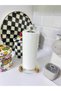 Gold Decorative Wooden Ball Footed Crystal Stone Glass Paper Towel Holder, Napkin - 3