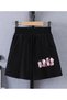 Women's Milk Shake Printed Bermuda Pocket Cord Detailed Comfortable Fit Black Shorts