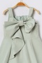 Big Bow Detail Thick Straps Flared Cutout Sleeveless Green Girl's Dress 15701 - 2