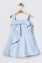 Big Bow Detail Thick Straps Flared Cutout Sleeveless Baby Blue Girl's Dress 15701