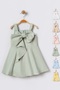 Big Bow Detail Thick Straps Flared Cutout Sleeveless Green Girl's Dress 15701 - 5