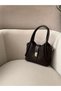 Women's Bitter Brown Puppy Bag Lock Closure Detailed Cross Shoulder Strap Handbag and Shoulder Bag - 6