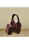 Women's Burgundy Mini Bag with Lock Detail and Strap for Hand and Shoulder Use - 6