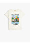 T-Shirt Short Sleeve Summer Themed Print Detailed Crew Neck Cotton