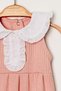 Organic Sweet Newborn Flexible Baby Girl's Overalls with Ruffle Collar Detail Snap Closure - 2