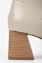 Women's Talve Beige Shiny Blunt Toe Heeled Boots - 4
