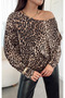 Women's Boat Neck Leopard Print Blouse