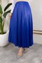 Women's Hijab Clothing Leather Look Elastic Waist Pleated Long Skirt - 8