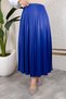 Women's Hijab Clothing Leather Look Elastic Waist Pleated Long Skirt - 9