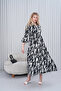 Women's Prevailing Collar Buttoned Long Woven Dress - 2