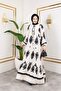 Women's Modest Clothing Button-Front Stand Collar and Plus Size Balloon Sleeve Woven Viscose Dress