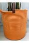 25X25 Wicker Toy Basket - Multi-Purpose Organizer, Flower Pot Orange - 6
