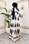 Women's Modest Clothing Button-Front Stand Collar and Plus Size Balloon Sleeve Woven Viscose Dress - 2