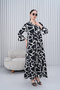 Women's Prevailing Collar Buttoned Long Woven Dress - 2