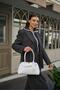 White Women's Retro Hand and Shoulder Bag with Gold Accessories - 3