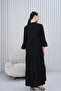 Women's Prevailing Collar Buttoned Long Woven Dress - 6