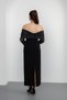 Women's Black Slim Fit Sleeve Detailed Bowknot Promise Engagement Wedding Evening Dress - 5