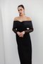 Women's Black Slim Fit Sleeve Detailed Bowknot Promise Engagement Wedding Evening Dress - 4