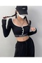 Harajuku Y2K Newgirls Elastic Waist Long Sleeve Crop Blouse - 2