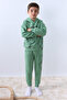Boys' Hooded Tracksuit Set 4 Seasons Wolf Printed Ribbed F12 - 3