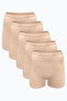 Women's 5-Pack Skin Color Non-Marking Modal High Waist Boxers 5m108