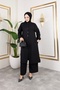 Women's Hijab Clothing Prevailing Collar and Buttoned Front Pants Double Linen Set with Pockets - 7