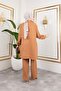 Women's Shirt Collar Double Linen Set with Cross Buttons on the Front and Inner Tie-Up Pants - 2