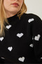 Women's Black and White Heart Patterned Knitwear Sweater 20246913 - 5