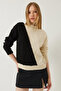 Women's Ecru Black Piecework Knitwear Sweater 20246299 - 2