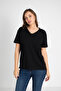 Women's V-Neck Mini Slit T-Shirt - 2