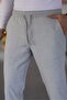 Men's Gray Color Elastic Waist Lace up Stretchy Fitted Jogger Pants Fabric Trousers - 5