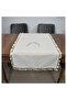 Fringed Runner with Tassels and Pompoms - Ranir Cover Buldan Work Linen Monika Table Top Cloth 50x200 - 3