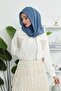 وشاح شيفون عملي من القطن الممشط مع دعامات داخلية، لون نيلي - نيلي، PS-45 - 6