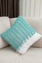 Knitted, Zippered, Handmade Decorative Pillow and Throw Pillow Cover with White Fabric Cover