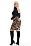 Women's Brown Black Leopard Pattern Flexible Suede Pencil Skirt - 6