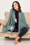 Coco Rice Knitted Knitwear TV Blanket Throw Water Green Knitted Sofa Shawl with Pompom - 6