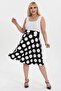 Women's Black White Polka Dot Pattern High Waist Flared Skirt