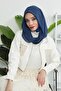 وشاح شيفون عملي من القطن الممشط مع دعامات داخلية، أزرق داكن - نيلي، PS-45