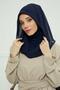 وشاح شيفون عملي من القطن الممشط، أزرق داكن، PS-45 - 3